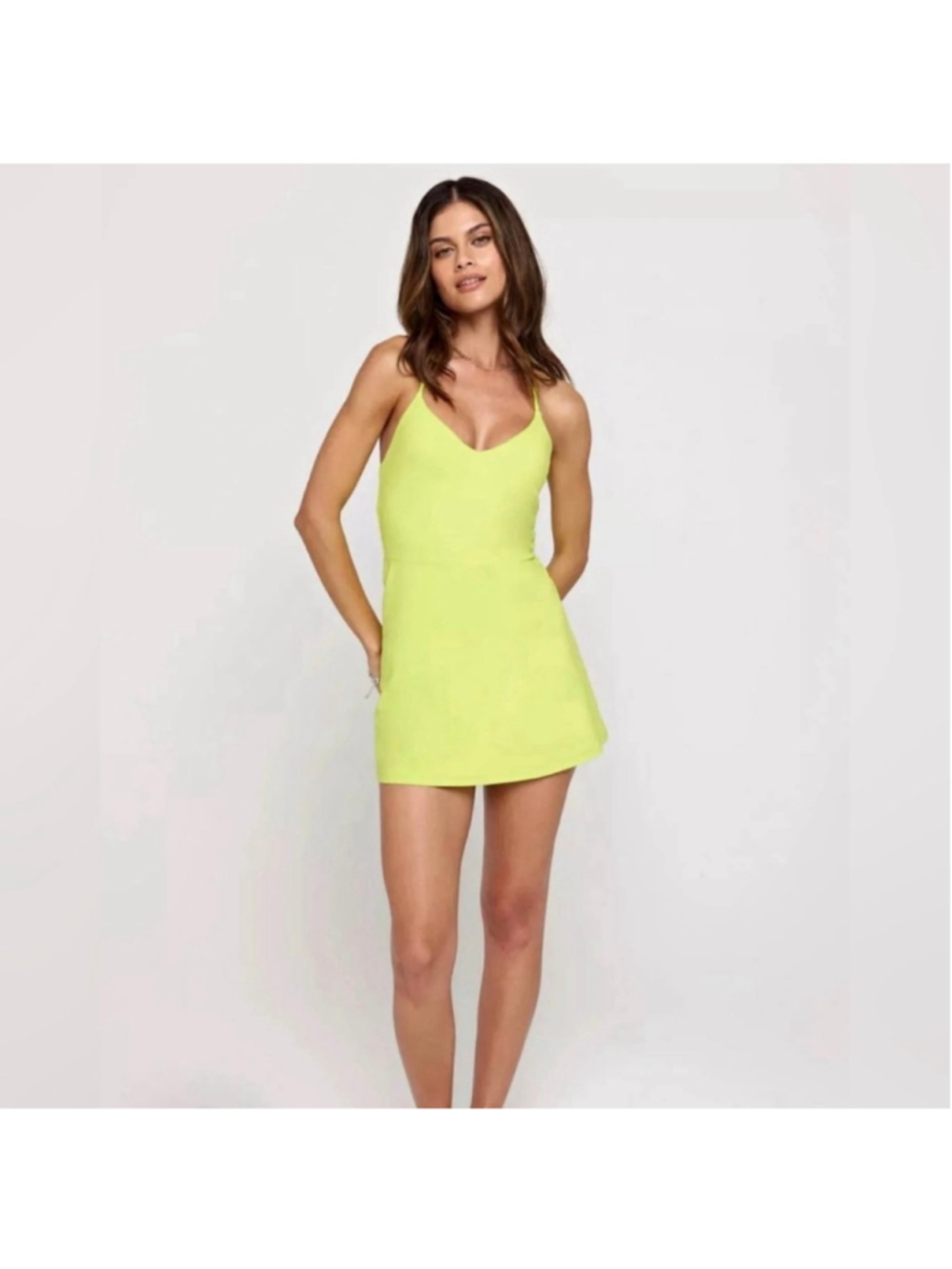 NWT Spiritual Gangster Neon Yellow Green Jet Active Mini Dress M